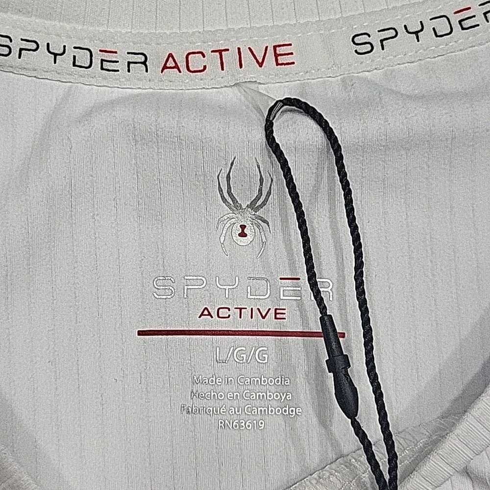 Spyder Women's Active Top Large Size White Ribbed Short Sleeves Tee Shirt